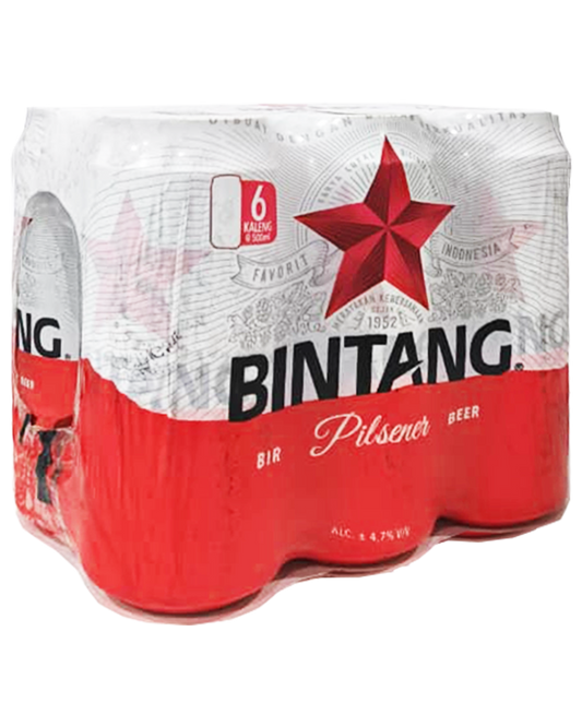 Bintang Beer Can 500mL Cluster Pack of 6