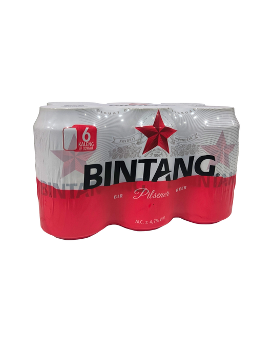 Bintang Beer Can 320mL Cluster Pack of 6
