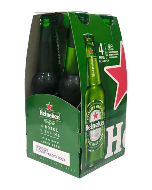 Heineken Beer Pint 330mL Cluster Pack of 4